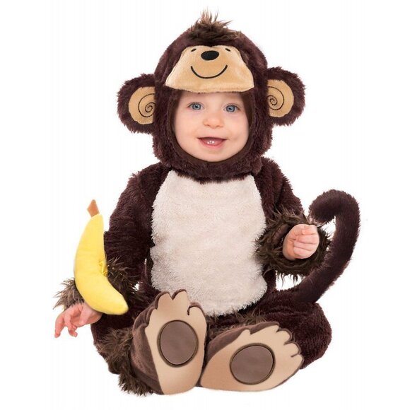 Monkey Around Baby Halloween Costume 0-6 Months Plush Banana Rattle Halloween - Picture 2 of 8